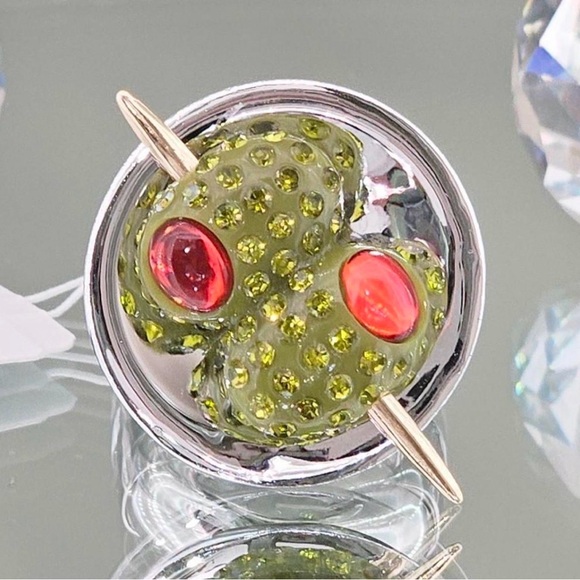 New Betsey Johnson Ring Martini Glass Olive Cocktail Ring - Picture 9 of 16